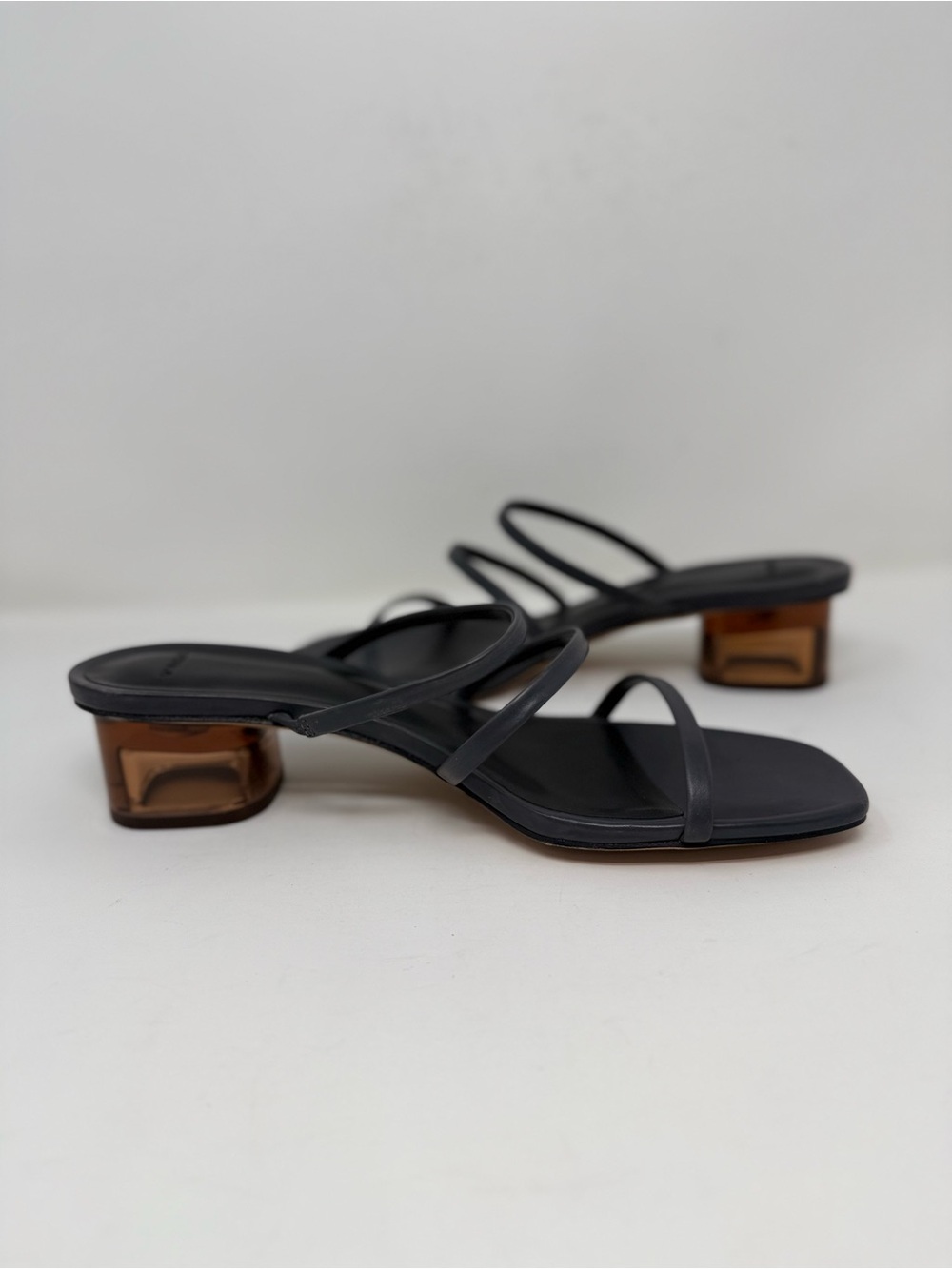 New Vince Palm Springs Leather Heeled Sandal In Iris Slate Sz 7.5 - Picture 13 of 14